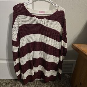 Pink Lily V-neck Stripped Sweater